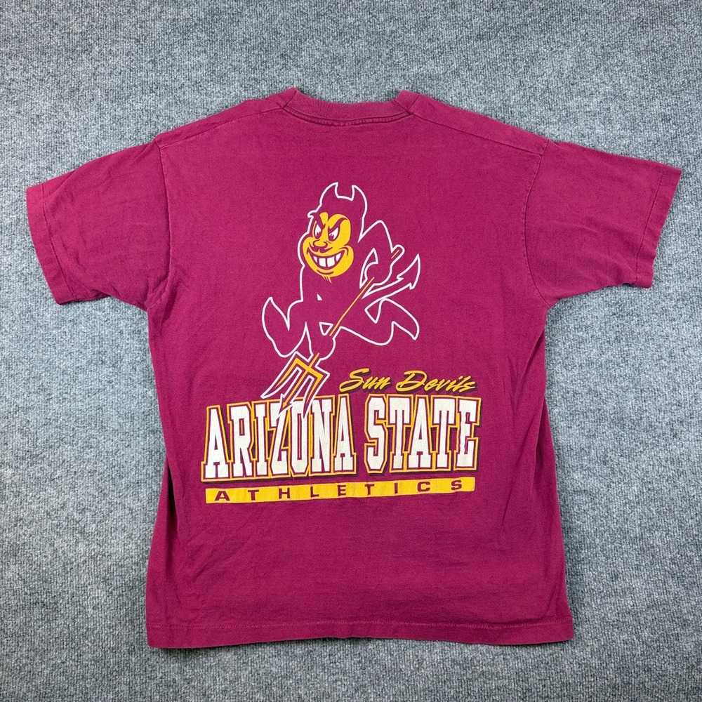 Vintage Arizona State University T Shirt Mens L Red ASU Sun Devils Made in USA